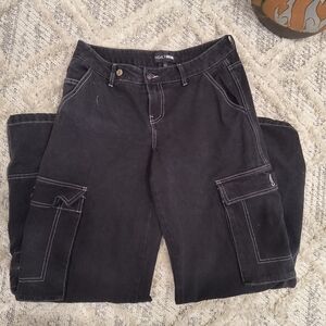 FASHION NOVA Denim Cargo Pants in Black